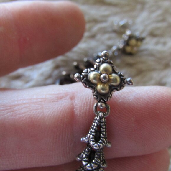 Vintage Barbara Bixby sterling, gold and garnet earrings - Picture 5 of 8